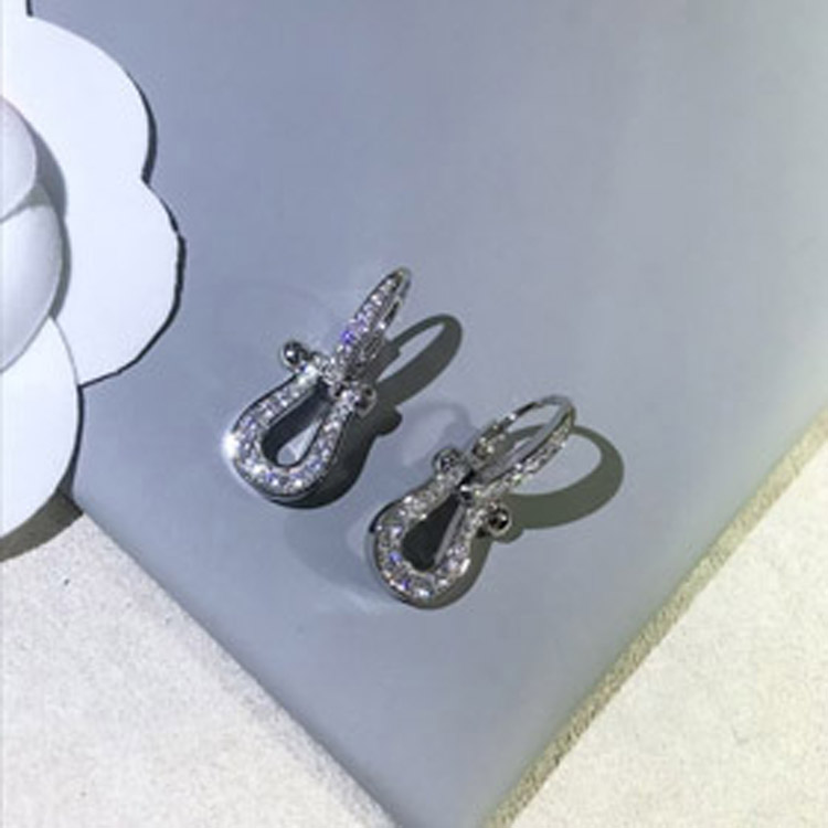 Feidan diamond horseshoe earrings-3526  